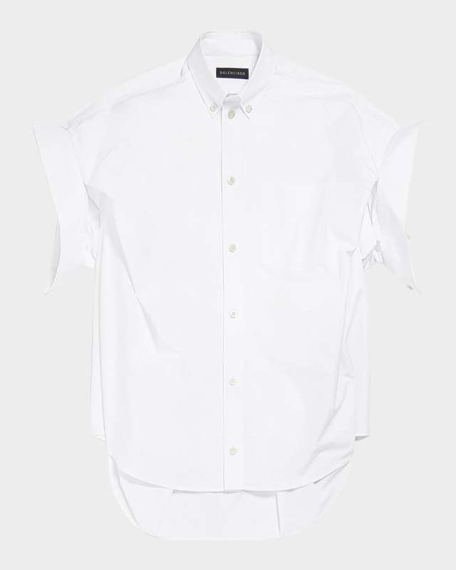 Tucked-Sleeve Button-Down Shirt